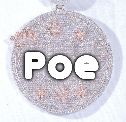 CUSTOM LETTER NECKLACE 3D BIG CROWN DISC