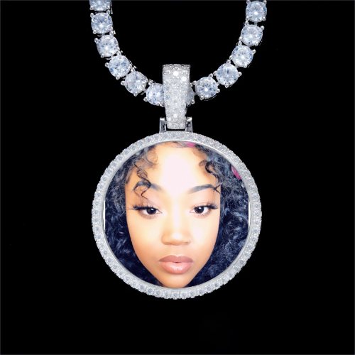 925S & VVS Moissanite 3D Circle Custom Picture Pendant