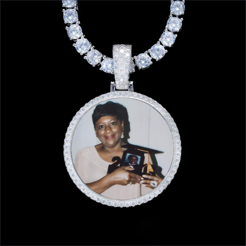925S & VVS Moissanite 3D Circle Custom Picture Pendant