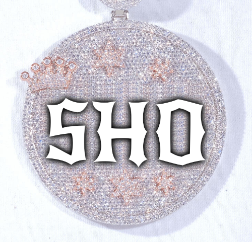 CUSTOM LETTER NECKLACE 3D BIG CROWN DISC