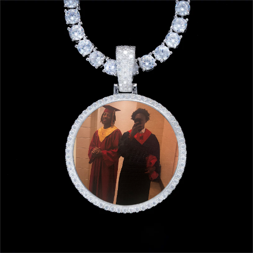 925S & VVS Moissanite 3D Circle Custom Picture Pendant