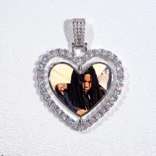 3D Spinning 2-Faced Heart Custom Picture Pendant