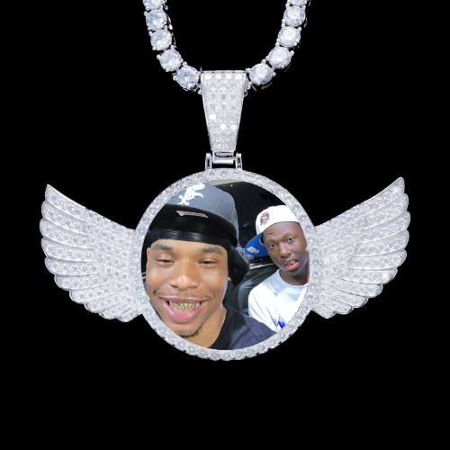 925S & VVS Moissanite 3D Wing Custom Picture Pendant