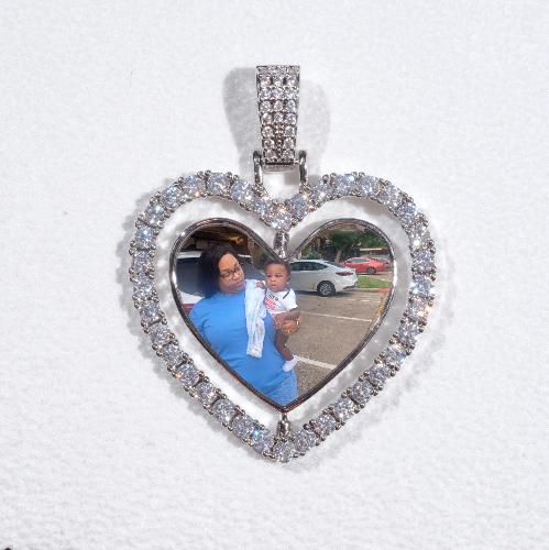 3D Spinning 2-Faced Heart Custom Picture Pendant
