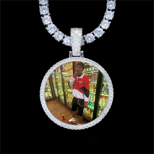 925S & VVS Moissanite 3D Circle Custom Picture Pendant
