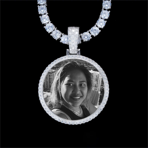 925S & VVS Moissanite 3D Circle Custom Picture Pendant
