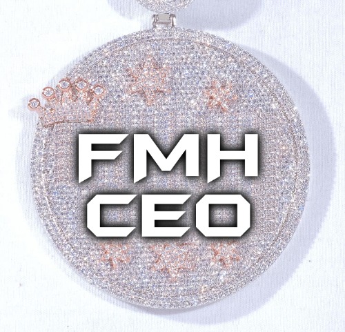 CUSTOM LETTER NECKLACE 3D BIG CROWN DISC