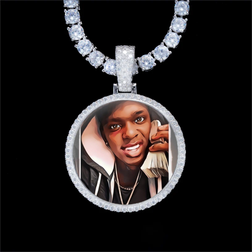 925S & VVS Moissanite 3D Circle Custom Picture Pendant