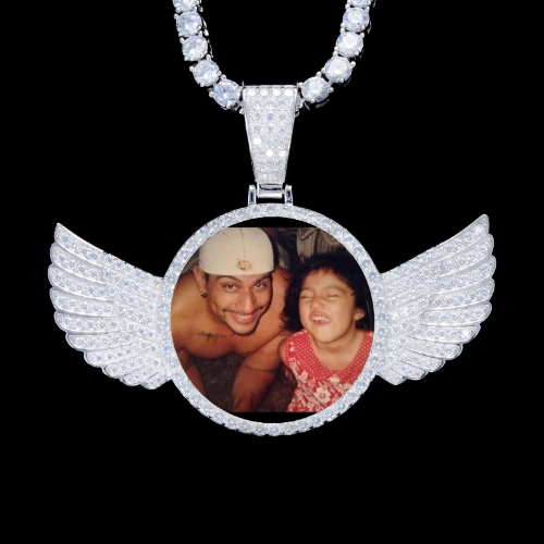 925S & VVS Moissanite 3D Wing Custom Picture Pendant