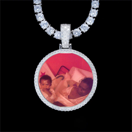925S & VVS Moissanite 3D Circle Custom Picture Pendant