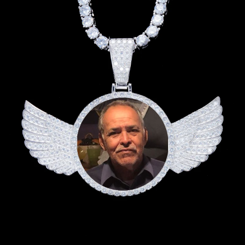 925S & VVS Moissanite 3D Wing Custom Picture Pendant