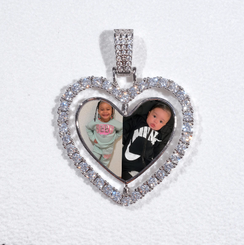 3D Spinning 2-Faced Heart Custom Picture Pendant