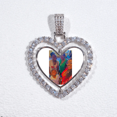 3D Spinning 2-Faced Heart Custom Picture Pendant
