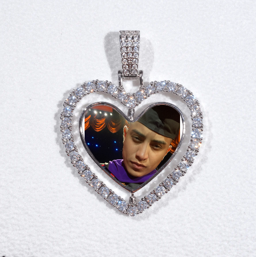 3D Spinning 2-Faced Heart Custom Picture Pendant
