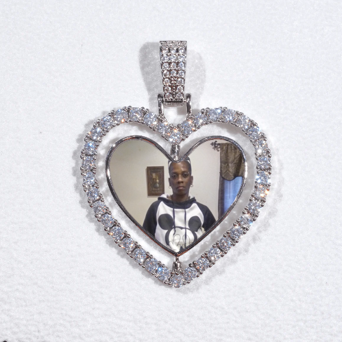3D Spinning 2-Faced Heart Custom Picture Pendant