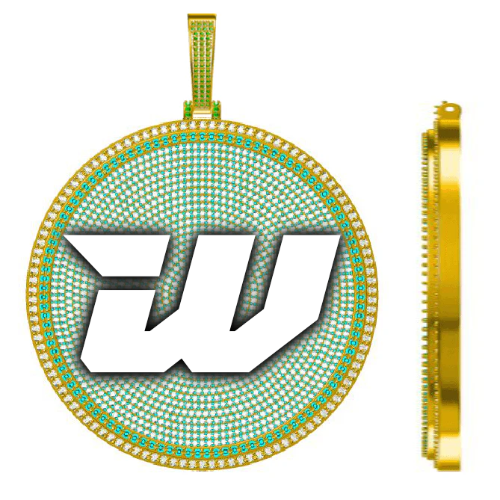 CUSTOM LETTER NECKLACE 3D BIG DISC
