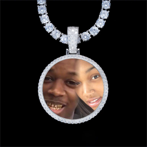 925S & VVS Moissanite 3D Circle Custom Picture Pendant