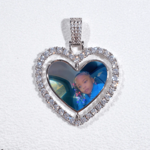 3D Spinning 2-Faced Heart Custom Picture Pendant