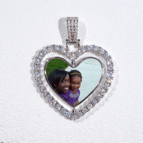 3D Spinning 2-Faced Heart Custom Picture Pendant
