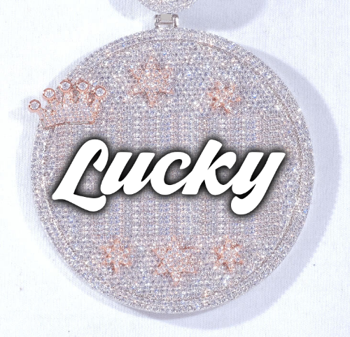 CUSTOM LETTER NECKLACE 3D BIG CROWN DISC