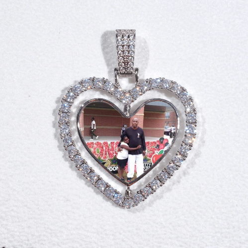 3D Spinning 2-Faced Heart Custom Picture Pendant