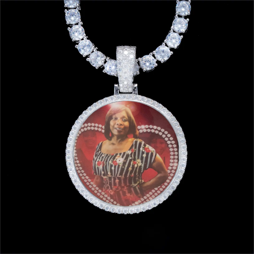 925S & VVS Moissanite 3D Circle Custom Picture Pendant