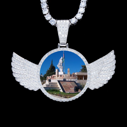 925S & VVS Moissanite 3D Wing Custom Picture Pendant