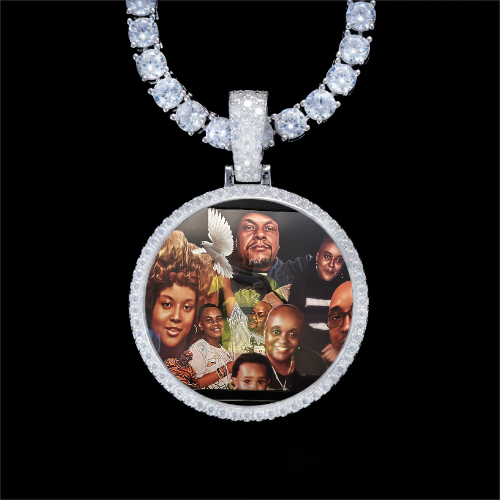 925S & VVS Moissanite 3D Circle Custom Picture Pendant