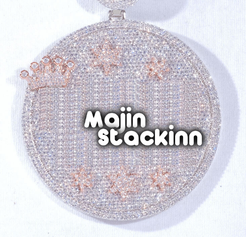 CUSTOM LETTER NECKLACE 3D BIG CROWN DISC