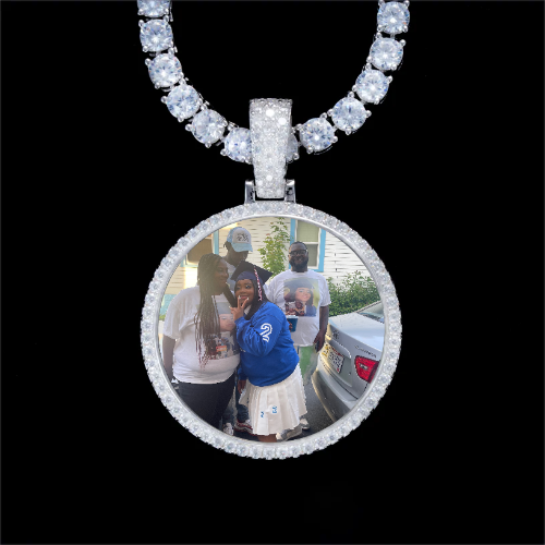 925S & VVS Moissanite 3D Circle Custom Picture Pendant