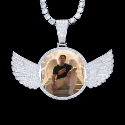 925S & VVS Moissanite 3D Wing Custom Picture Pendant
