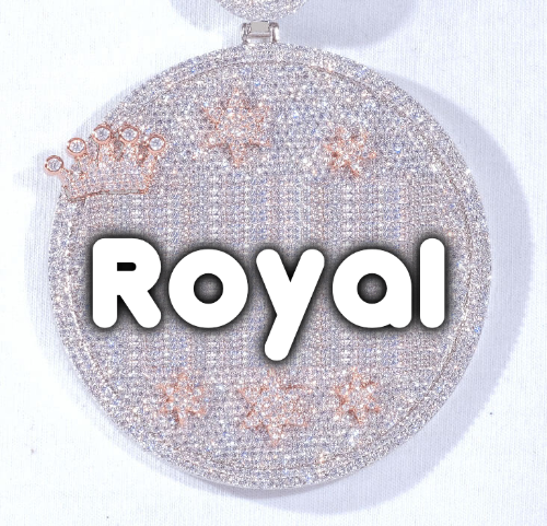 CUSTOM LETTER NECKLACE 3D BIG CROWN DISC