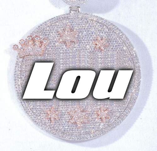 CUSTOM LETTER NECKLACE 3D BIG CROWN DISC