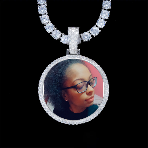 925S & VVS Moissanite 3D Circle Custom Picture Pendant