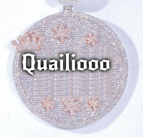 CUSTOM LETTER NECKLACE 3D BIG CROWN DISC