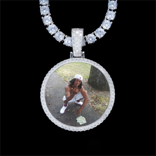 925S & VVS Moissanite 3D Circle Custom Picture Pendant