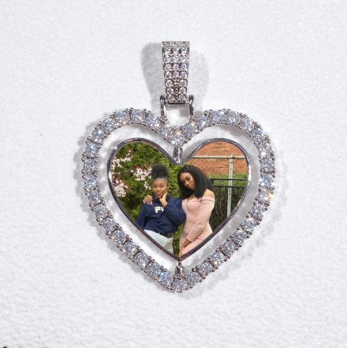 3D Spinning 2-Faced Heart Custom Picture Pendant