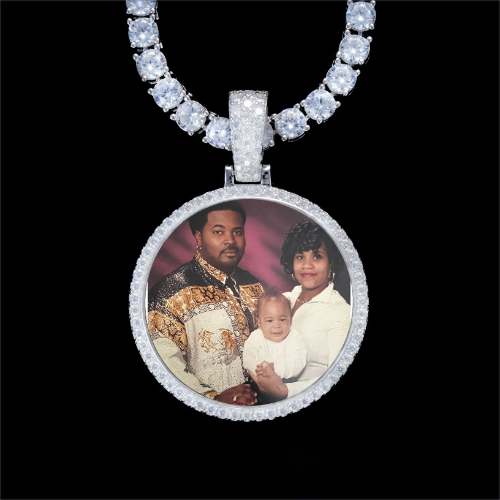 925S & VVS Moissanite 3D Circle Custom Picture Pendant