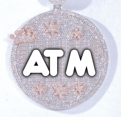 CUSTOM LETTER NECKLACE 3D BIG CROWN DISC