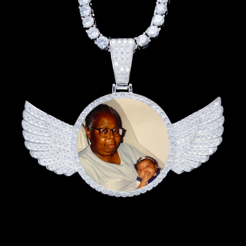 925S & VVS Moissanite 3D Wing Custom Picture Pendant