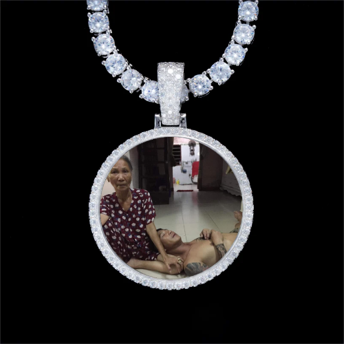 925S & VVS Moissanite 3D Circle Custom Picture Pendant