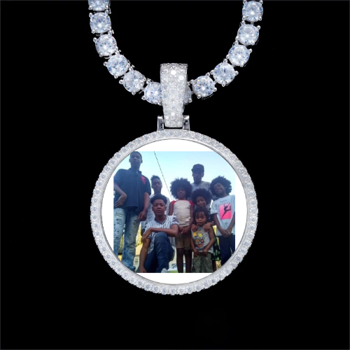 925S & VVS Moissanite 3D Circle Custom Picture Pendant