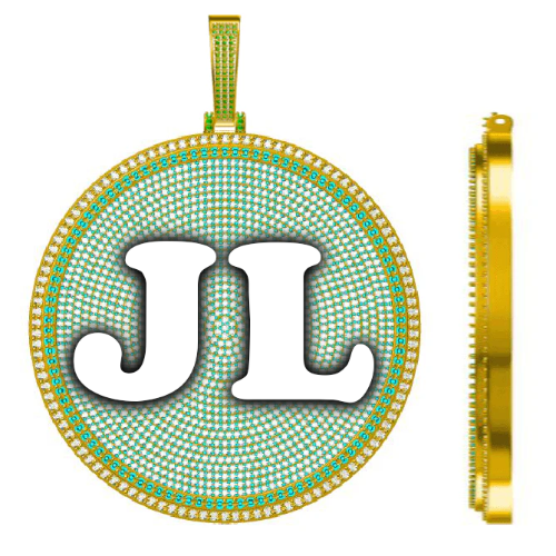 CUSTOM LETTER NECKLACE 3D BIG DISC