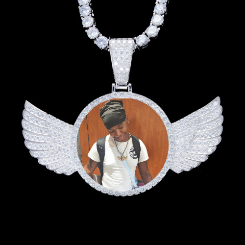 925S & VVS Moissanite 3D Wing Custom Picture Pendant