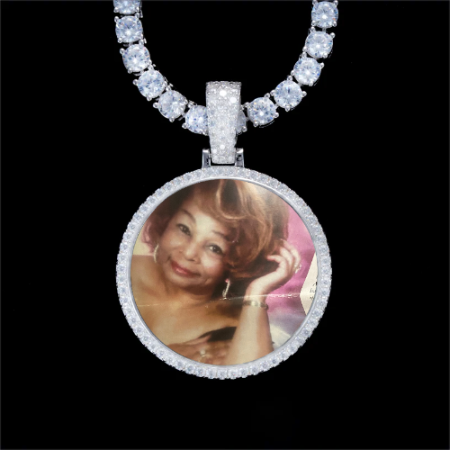 925S & VVS Moissanite 3D Circle Custom Picture Pendant