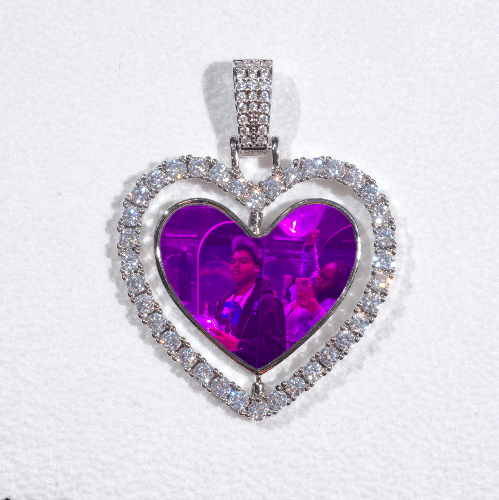 3D Spinning 2-Faced Heart Custom Picture Pendant