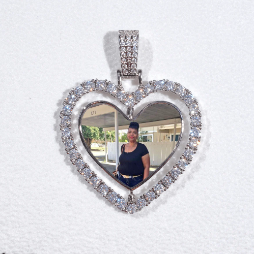 3D Spinning 2-Faced Heart Custom Picture Pendant