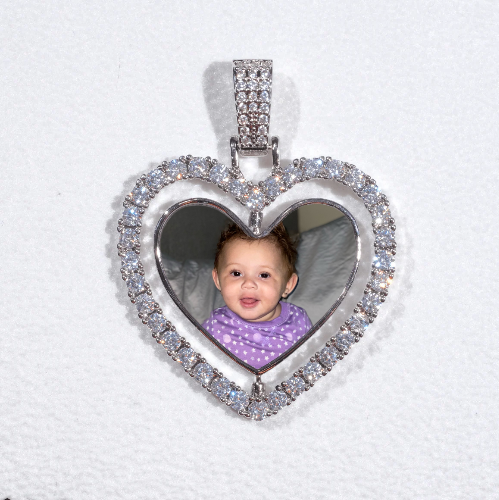 3D Spinning 2-Faced Heart Custom Picture Pendant
