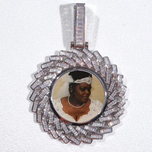 Large 3D Baguette Custom Picture Pendant