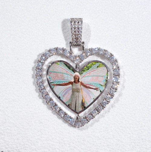 3D Spinning 2-Faced Heart Custom Picture Pendant